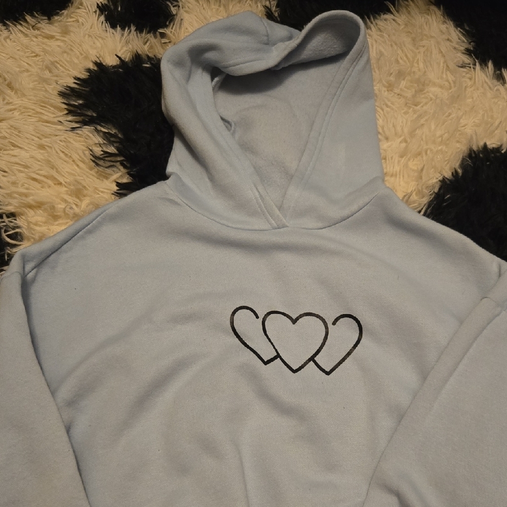 Light Blue Hoodie with Heart Design